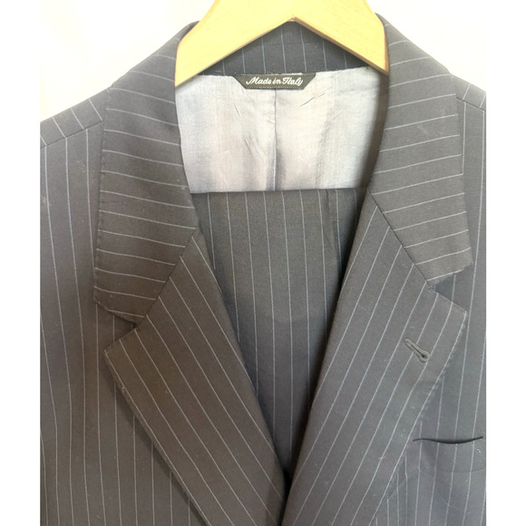 Paul Smith Mens Mohair Wool Blazer Suit Jacket 46 L Navy Pinstripe Pants Italy - Picture 6 of 14